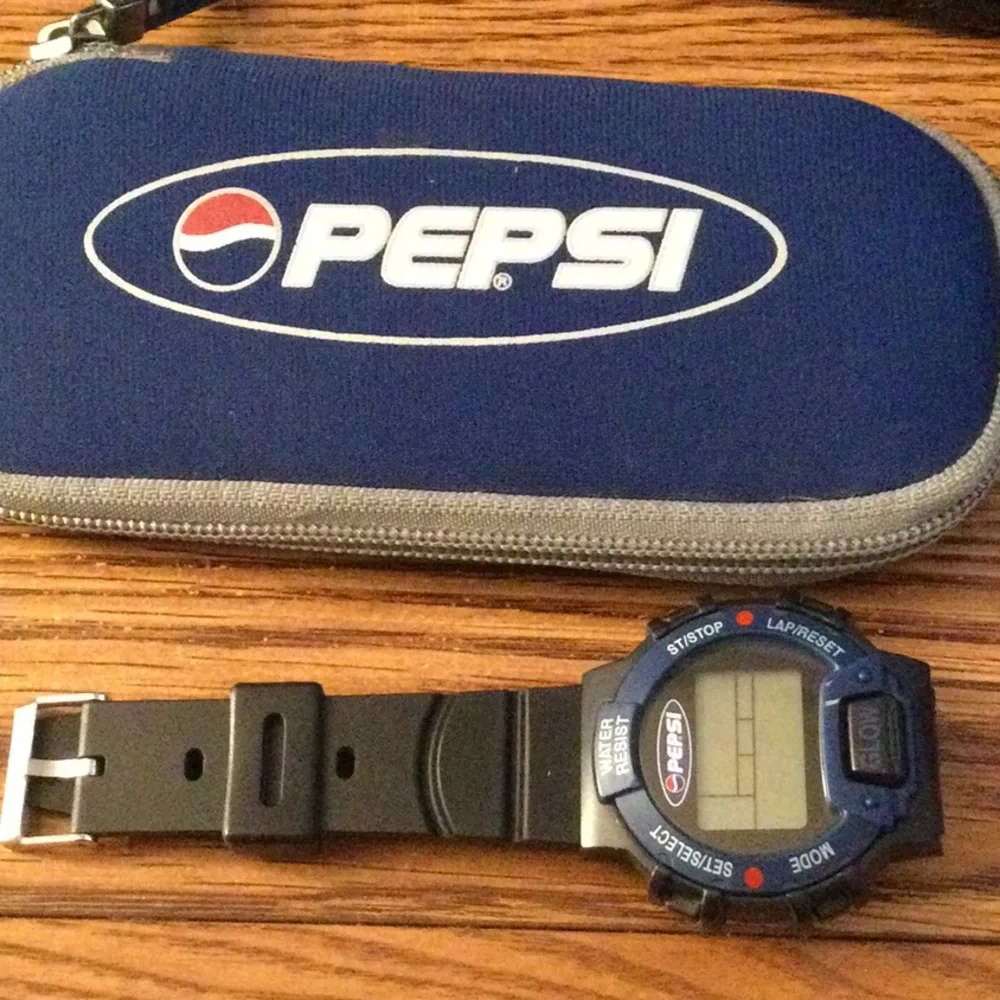 Pepsi Black and Blue Smartwatch with Digital Display